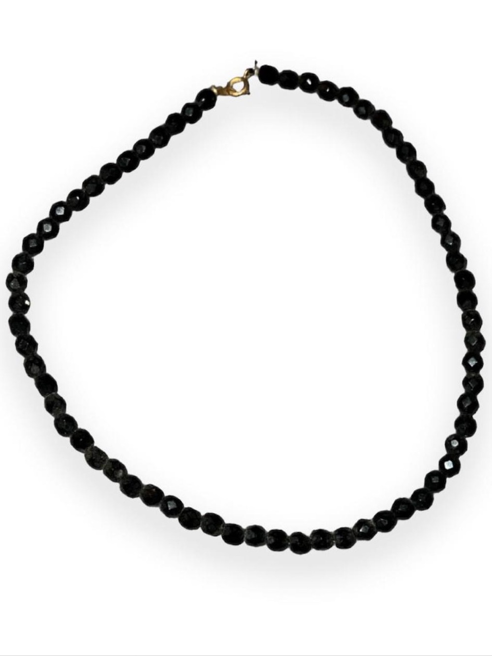 Vintage Black Faceted Bead Necklace 16”